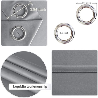 DWCN Silver Grey Thick Blackout Curtain, Room Darkening Thermal Insulated - Image 4