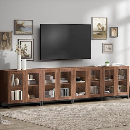 WAMPAT Modern TV Stand with Glass Doors by WAMPAT