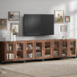WAMPAT Modern TV Stand with Glass Doors by WAMPAT