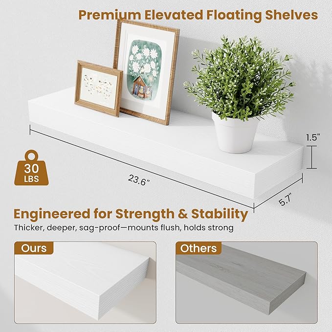 Fun Memories Floating Shelves Set of 2, 24 Inch Floating Shelves - Image 2