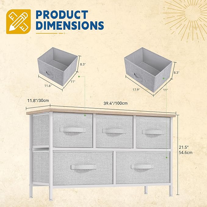 DWVO 5 Dresser for Bedroom, Storage Dresser - Image 3
