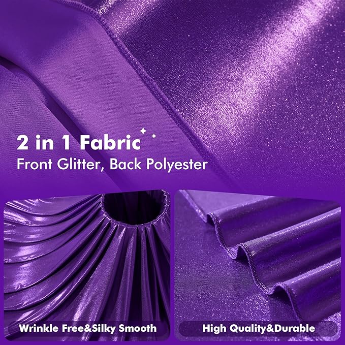 10ftx10ft Shimmer Purple Sequin Backdrop Curtain for Parties, Thick Wrinkle F...