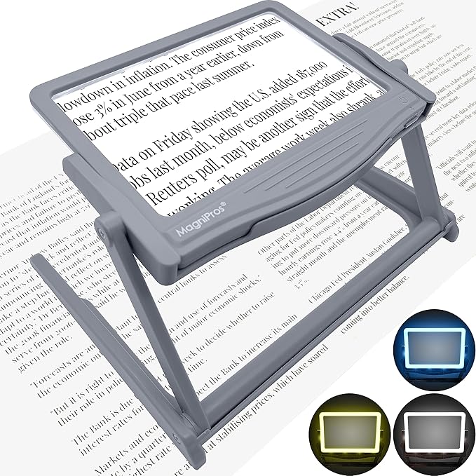 MAGNIPROS Patented 5X Large LED Page Magnifier by MagniPros