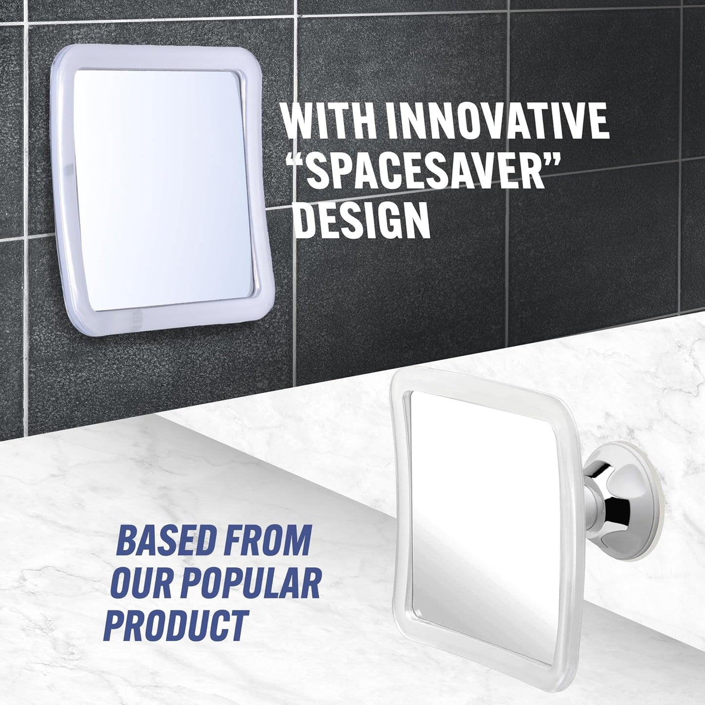 Small Travel Fogless Shower Mirror for Shaving, 5.3" x 5.3" | Built for Everyday Durability: Shatterproof Stick On Shave Mirror for Bathroom - Triple Suction Cups, Compact, & Anti-Fog