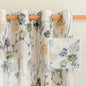 MYSKY HOME Sage Green Floral Linen Spring Curtains 84 inch Long 2 Panels Set Semi Sheer Light Filtering Farmhouse Flower Pattern Grommet Top for Living Room Bedroom, 52" W Each Panel