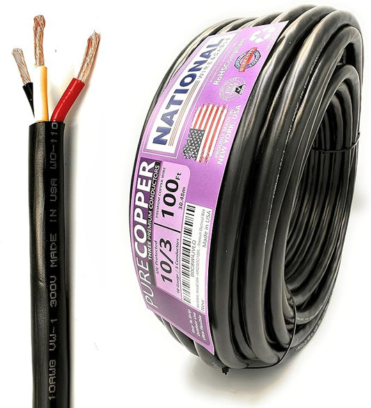 NATIONAL Wire & Cable – 10 AWG 3-Conductor Premium Copper Wire, 100 ft by NATIONALWireCable