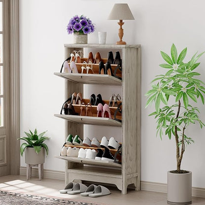 Chogori 3-Tier Shoe Cabinet – Solid Wood Entryway Shoe Storage Organizer by ChogoriHome