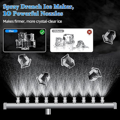 Commercial Gourmet Ice Maker Machine 150Lbs/24H, Stainless Steel Spray Drench - Image 2