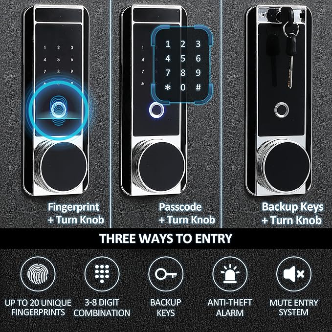 Deluxe Biometric Safe with Fireproof Waterproof Bag, 2.25 Cubic Feet Safe Box - Image 6