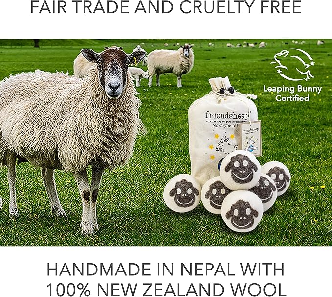 Friendsheep Wool Dryer Balls, Organic Reusable Fabric Softener Alternative - Image 5