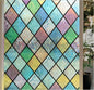 Stained Glass Window Film, Colorful Geometric Diamond, 17.5"x 78.7" | Blocks Clear View, Casts Soft Rainbow Light | Static Cling, No Glue, Residue-Free | UV Blocking, Reusable | For Home & Office