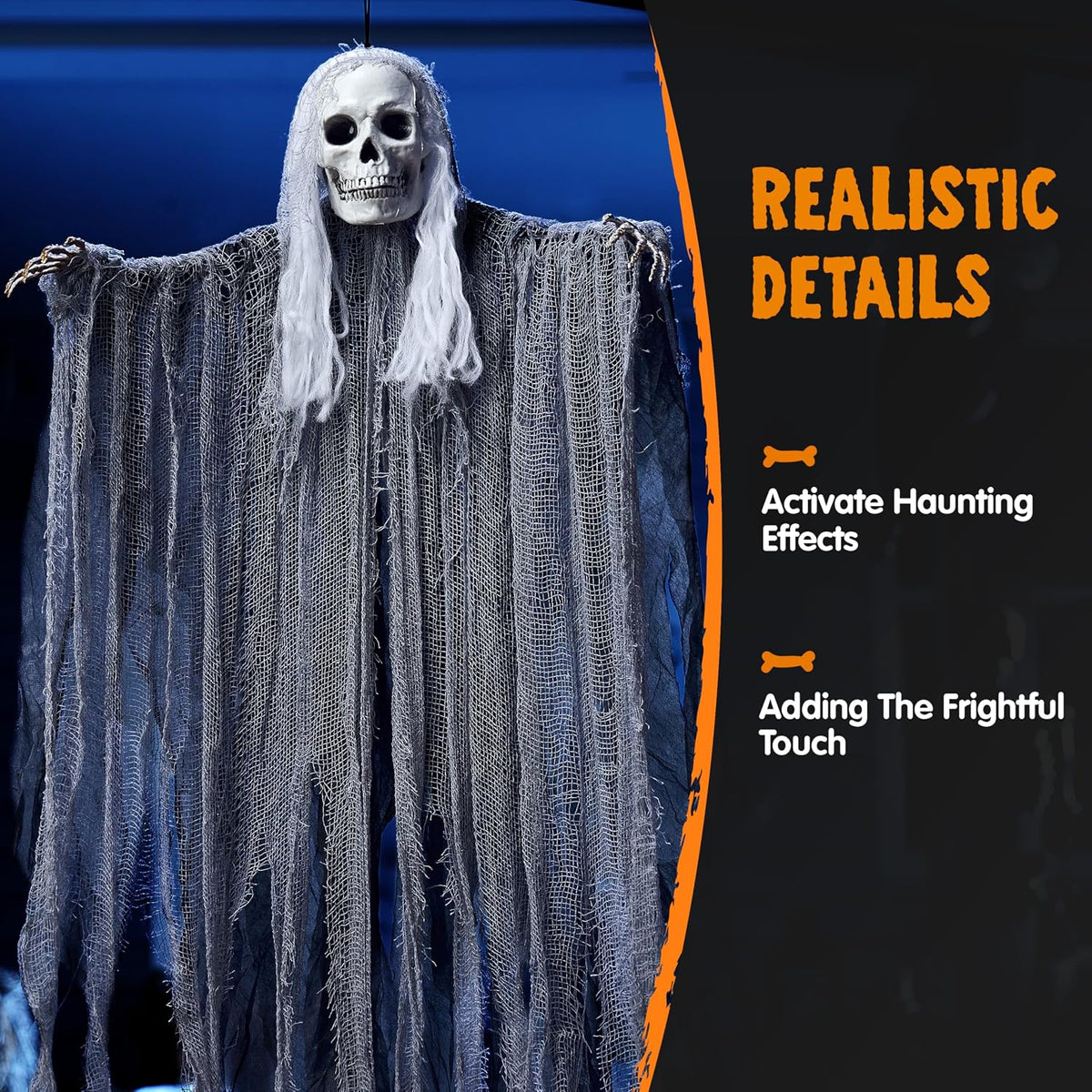 JOYIN 3 Pcs Hanging Halloween Skeleton Ghosts Decorations Outdoor, Grim Reape...