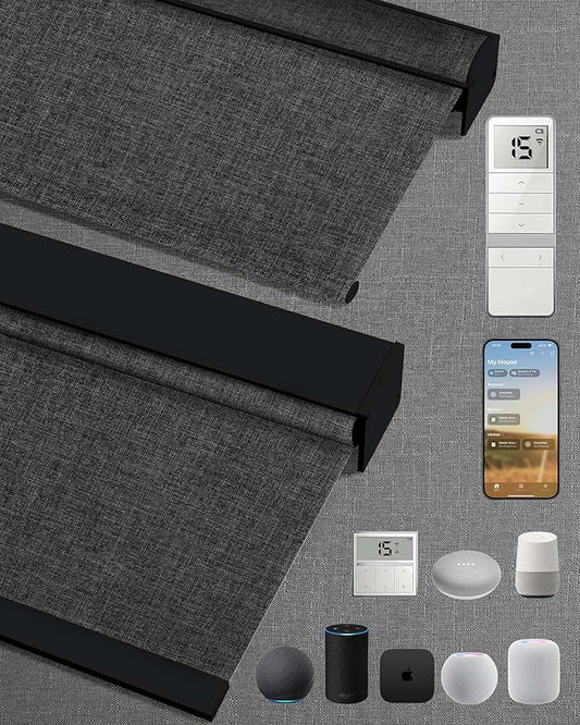 Kincmo Motorized Blinds with Remote, 100% Blackout Motorized Roller Shades Work by KincmoBlinds