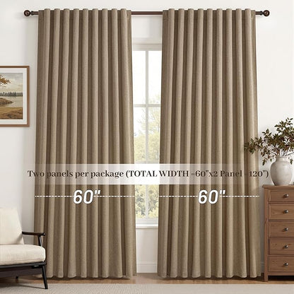 Rust Brown Blackout Curtains 60 Inches Extra Wide Linen 92 Inch Length - Image 7