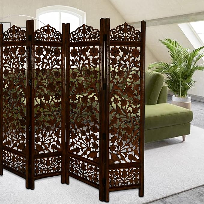 Lightnpro 4 Panel Wooden Room Divider 72 x 72 Inch - Image 7