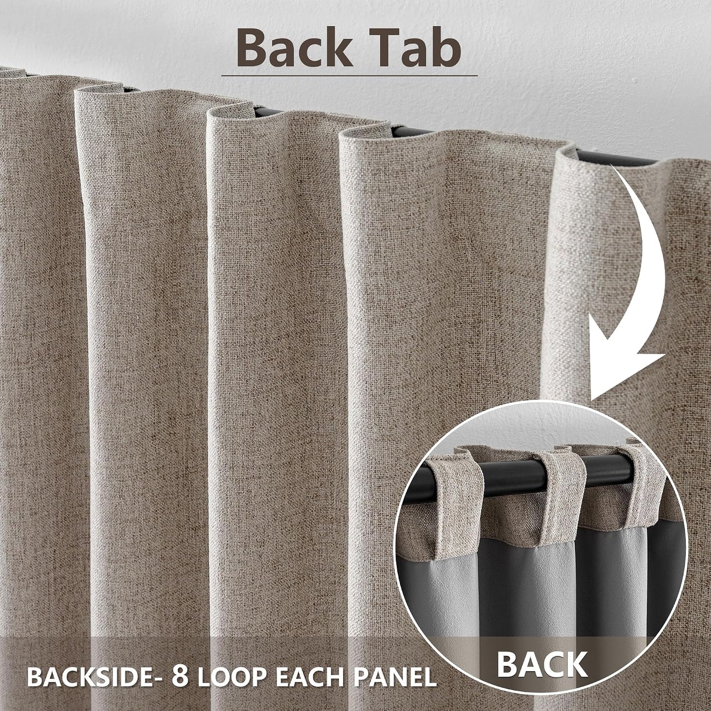 IGEMAEVE Blackout Curtains for Bedroom Rod Pocket Linen 52" W x 84" L | Living Room | Privacy | Room Darkening | Thermal | Insulated | Window Drape