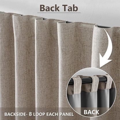 IGEMAEVE Blackout Curtains for Bedroom Rod Pocket Linen 52" W x 84" L | Living Room | Privacy | Room Darkening | Thermal | Insulated | Window Drape