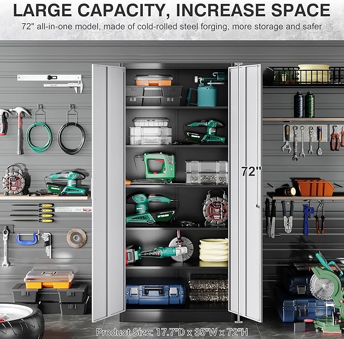 SISESOL Wide & Deep Metal Storage Cabinet - Image 10