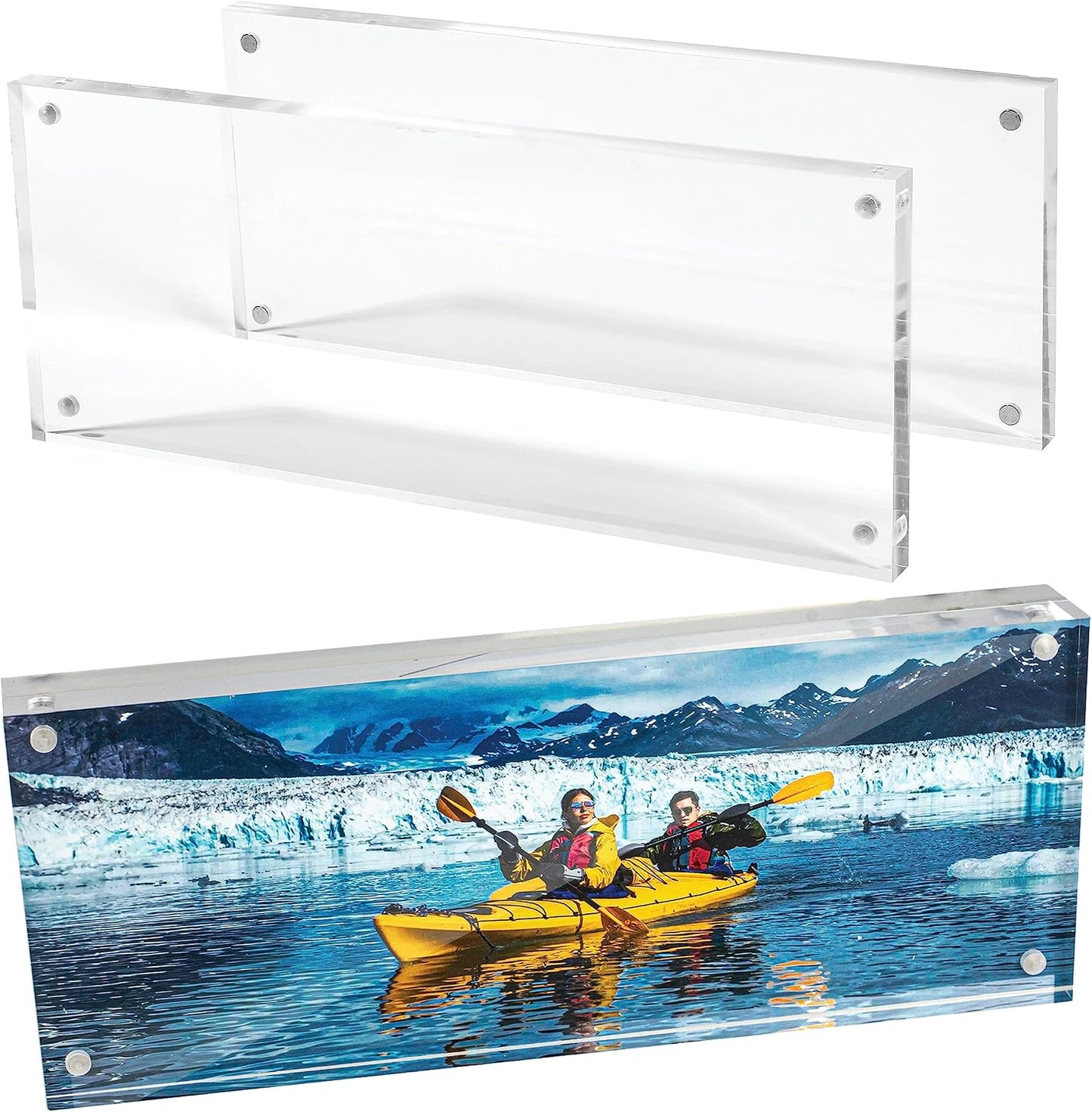Mammoth DuraClear 4x10 Acrylic Frame - Frameless Panoramic Photo & License Display - Sleek, Modern Design for Elegant Decor