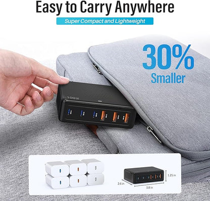 100W USB C Fast Charger, GaN III 6 Port PD+QC Multiport Charging Station - Image 6