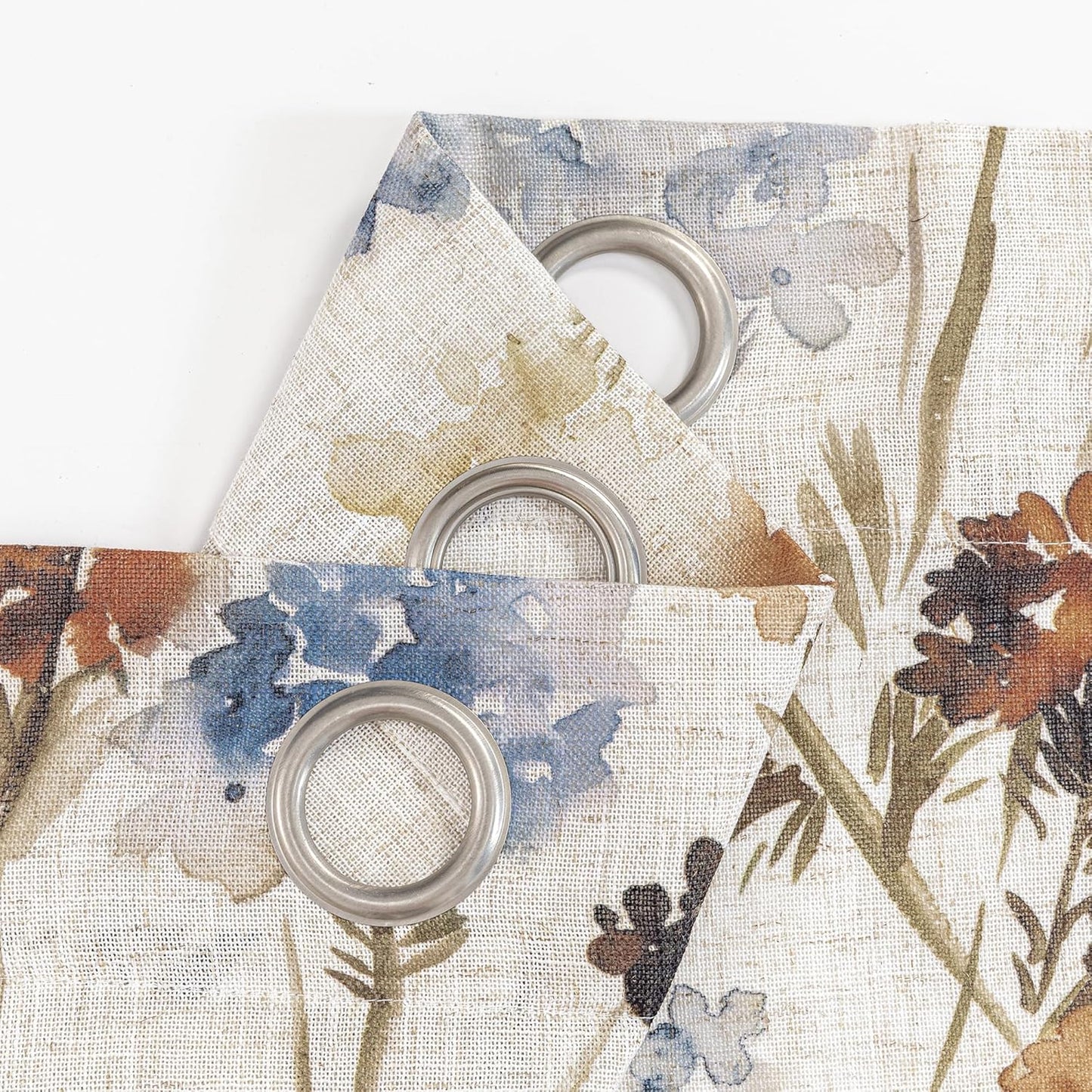 MYSKY HOME Floral Linen Curtains 84 inch Length 2 Panels Set Summer Flower Patterned Semi Sheer Light Filtering Privacy Farmhouse Grommet Drapes for Living/Dining Room, Yellow, W52 x L84, Pack-2