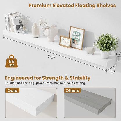 Fun Memories 55 Inch Floating Shelves Bedroom, Large Extra Floating Shelf Set - Image 2