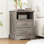 Nightstand with Charging Station, Rustic Farmhouse Wood Small Dresser, Bedside by Thacuok
