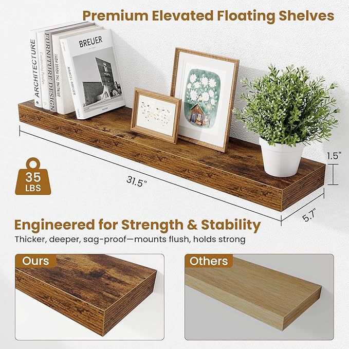 Fun Memories Bathroom Shelves 32 Inch Long Set of 2, Floating Shelves - Image 3