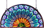 CHLOE Regal Eudora Tiffany-style Peacock Feather Glass Window Panel 35x18