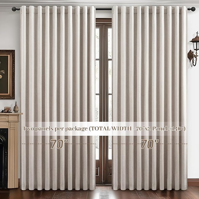 Extra Wide 70 Inch Length Blackout Curtains & Drapes 120 Inches Long 2 Panels - Image 7