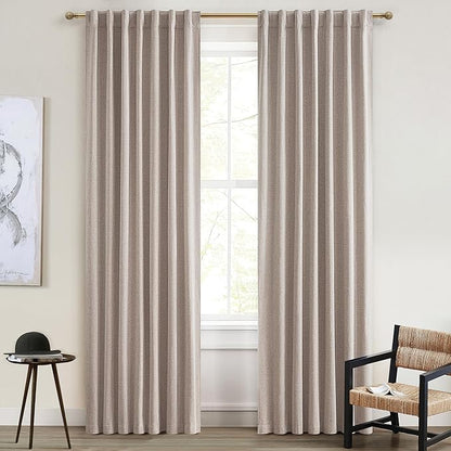 100 Inch Extra Wide Curtains Linen Farmhouse Insulated Thermal Draps - Image 8