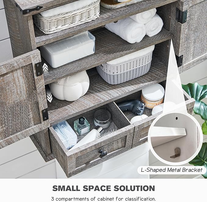 ACCOHOHO Bathroom Wall Cabinet, Farmhouse Medicine Cabinet, Adjustable Shelf - Image 5