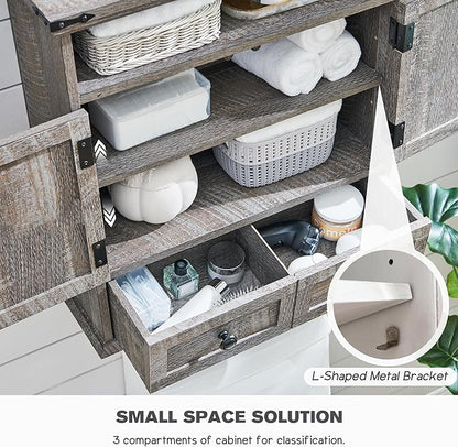 ACCOHOHO Bathroom Wall Cabinet, Farmhouse Medicine Cabinet, Adjustable Shelf - Image 5