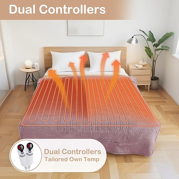 Electric Heated Blanket Queen Size 84"×90" Dual Control, 9 Heating Settings & - Image 2