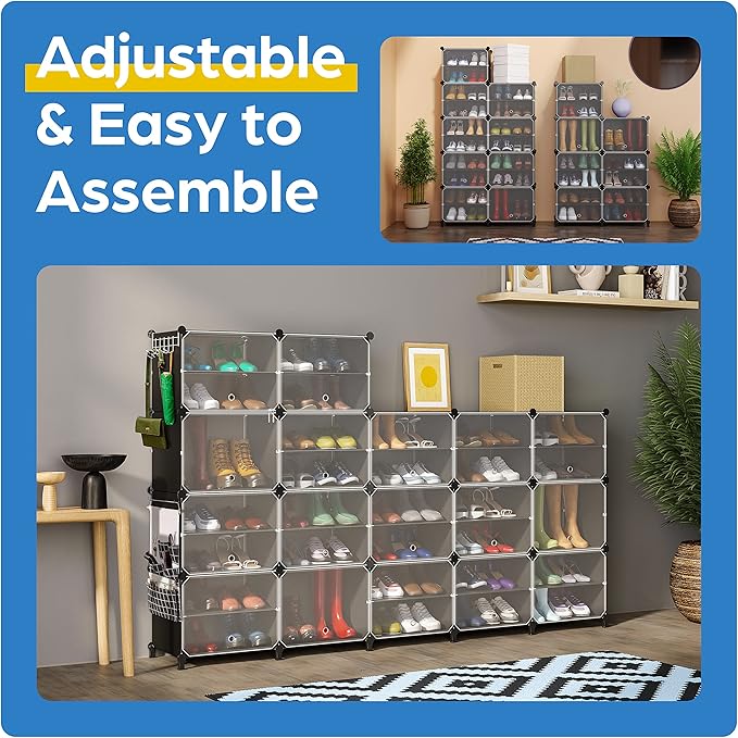 Shoe Organizer Cabinet Up to 72 Pairs, Shoe Closet-Covered Shoe Rack - Image 3