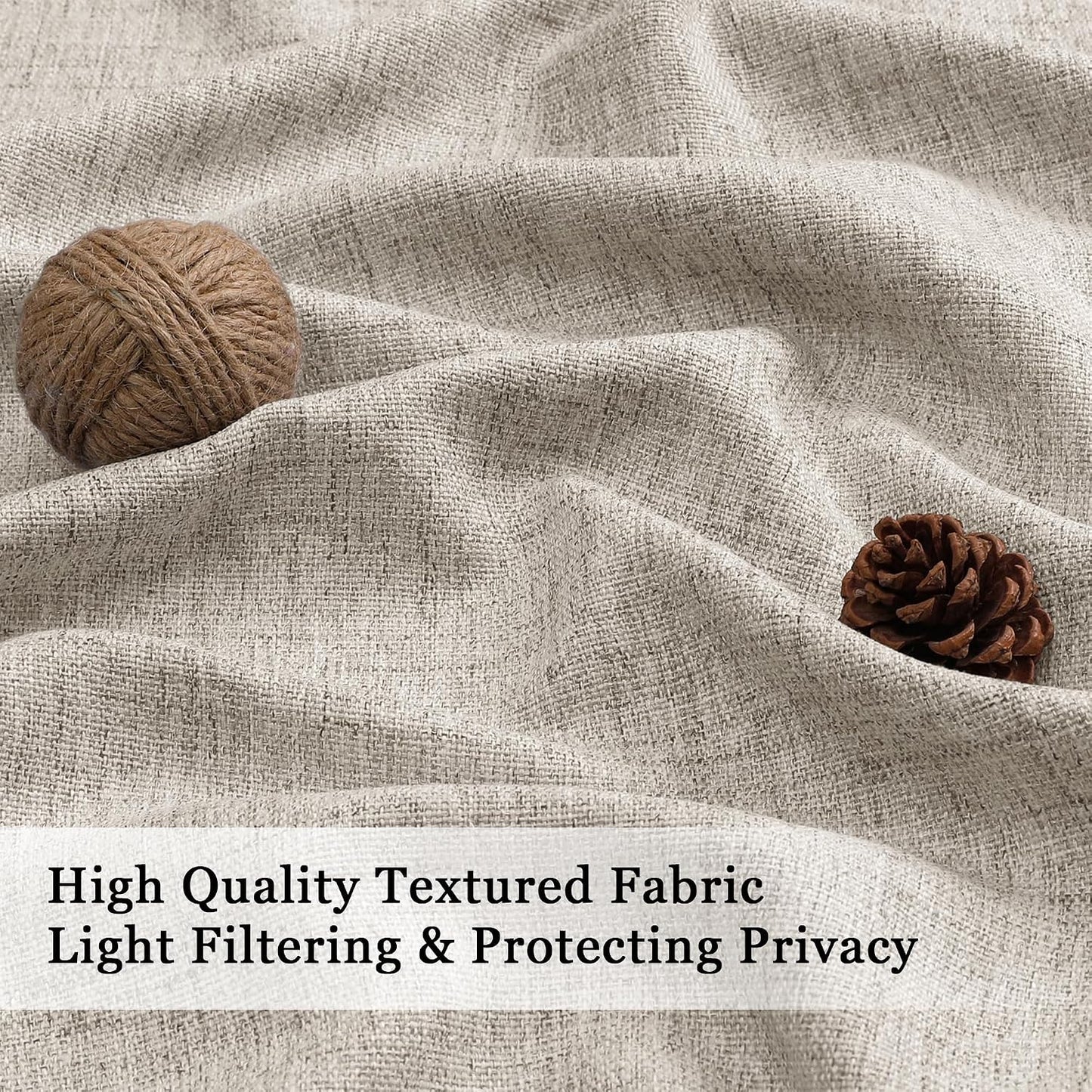 Linen Valances for Windows 1 Pcs, Light Filtering Textured Farmhouse Short Small Valance Curtains for Bathroom Basement Living Room Bedroom, Rod Pocket Half Curtains Over Sink, 60Wx14L Inch