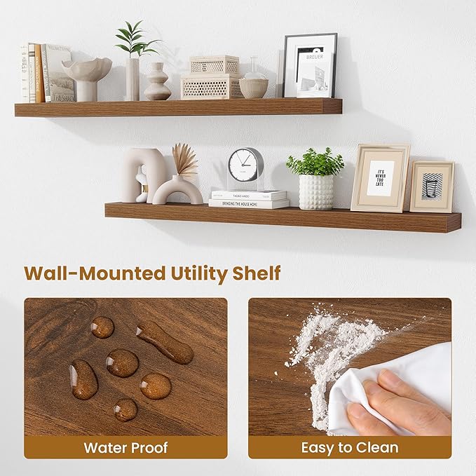 Fun Memories Floating Shelves 48 Inch, Extra Large Wood Shelf Set of 2 - Image 4