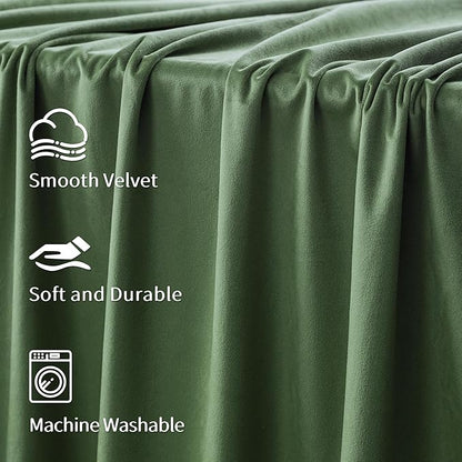 FMFUNCTEX Velvet Blackout Curtains Sage Green Thermal Insulated Curtains - Image 9