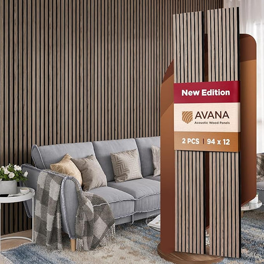 Avana Acoustic Wood Wall Panels – 94.4 x 12.6 Inch Natural Walnut Acoustic by AvanaHome