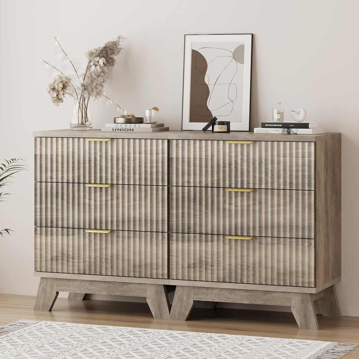Xixini Fluted Dresser for Bedroom with 3 Drawers, 24" Wide Modern Chest ...