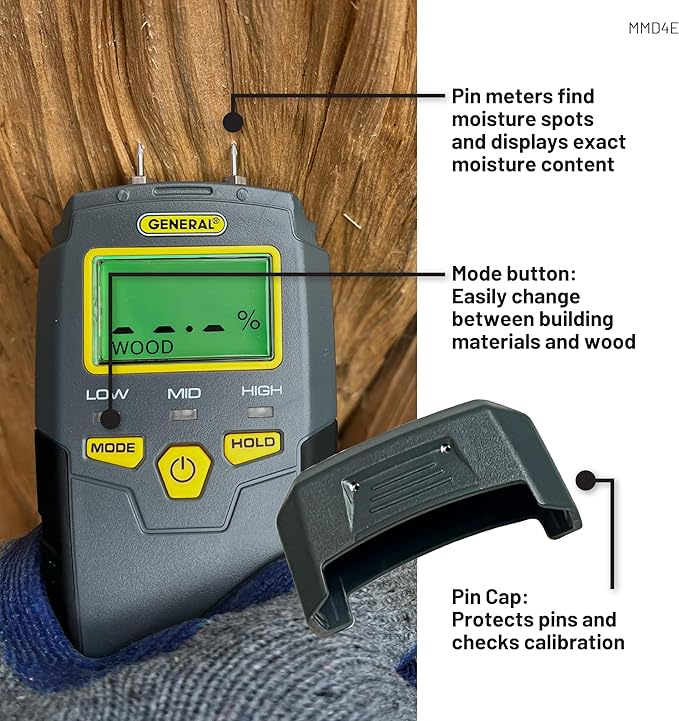 General Tools MMD4E Digital Moisture Meter, Water Leak Detector, Moisture Tester - Image 5