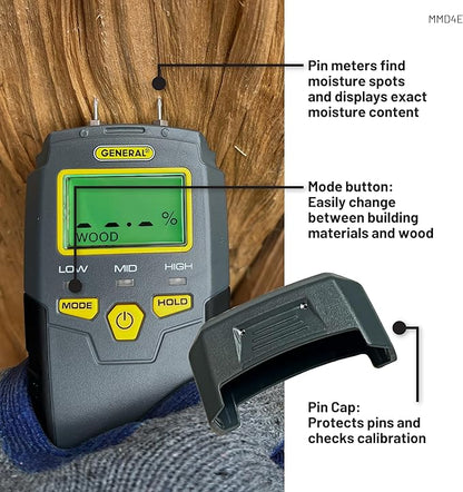General Tools MMD4E Digital Moisture Meter, Water Leak Detector, Moisture Tester - Image 5
