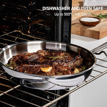 T-fal Pro Tri-Ply Stainless Steel Cookware Set, 10 Piece-Induction Compatible - Image 8