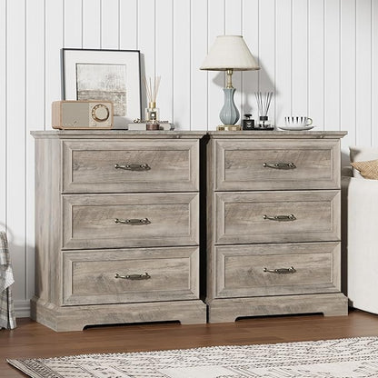 Nightstand Set of 2, Rustic Farmhouse Wood Small Dresser, Bedside Table by Thacuok