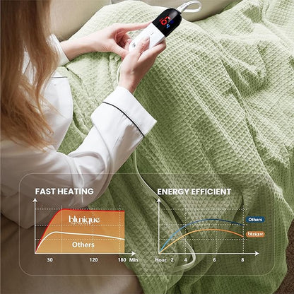 Heated Blanket Electric Throw Waffle, 50x60 Inches Sherpa Fleece Fast Heating - Image 4