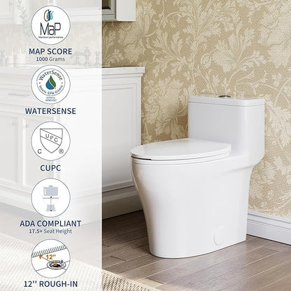 One-Piece Toilets, Low Water Tank, ADA 17.5" Seat Height, Water-Saving Design - Image 6