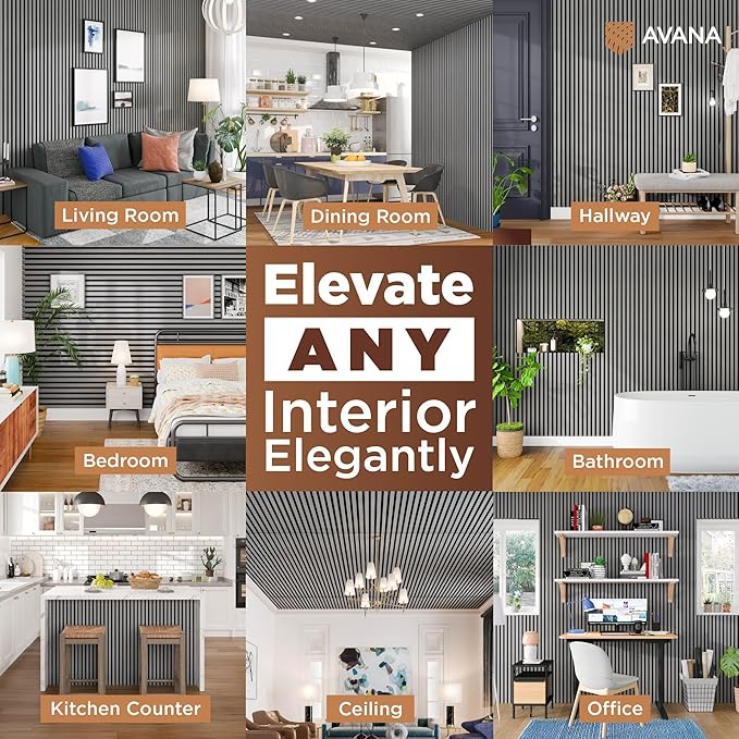 Avana Acoustic Wood Wall Panels – 94.4 x 12.6 Inch Gray Oak Acoustic Panels 4 - Image 3