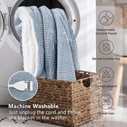 Heated Blanket Electric Blanket King Waffle, 90x100 Inches Dual Controllers - Image 7