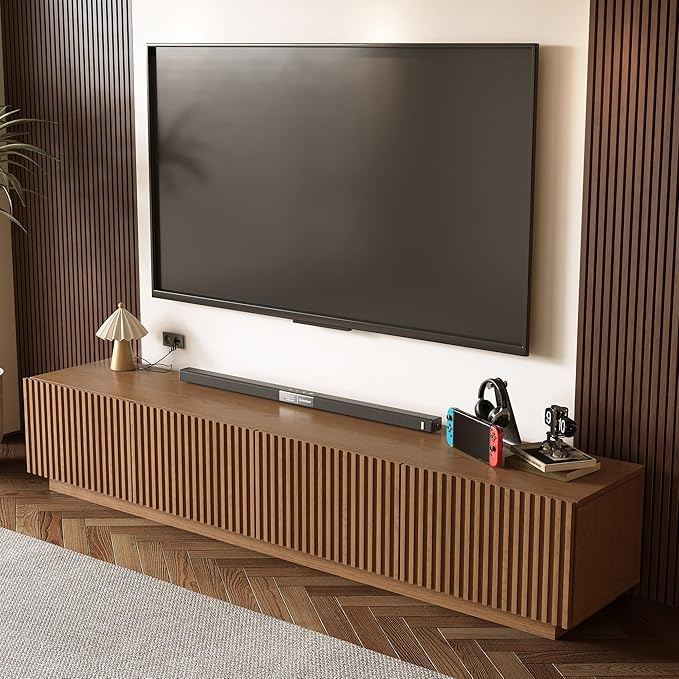 86.61" Mid-Century Modern TV Stand, Walnut Entertainment Center - Image 5