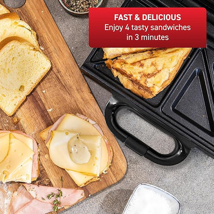 T-fal Compact Sandwich Maker, Stainless Steel, Indicator Lights, Cool Touch - Image 2
